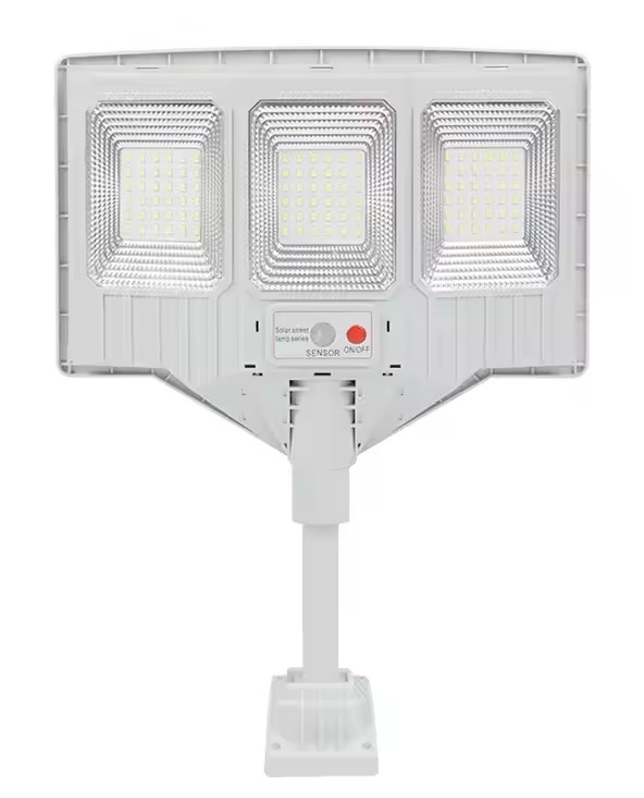 Lampa solara stradala cu telecomanda JG 703 cu 3 casete 108 LED 6000K senzor de miscare 100W